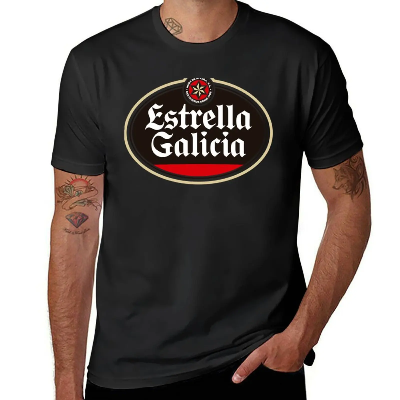 Estrella Galicia Beer Spain T-Shirt kawaii clothes plain t shirts for men pack