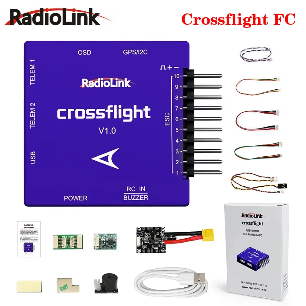 Radiolink Crossflight Flight Controller 2-12S 10 PWM FC with OSD Module TS100 GPS M10N/ M8N for FPV Drone Heli Airplane Car Boat