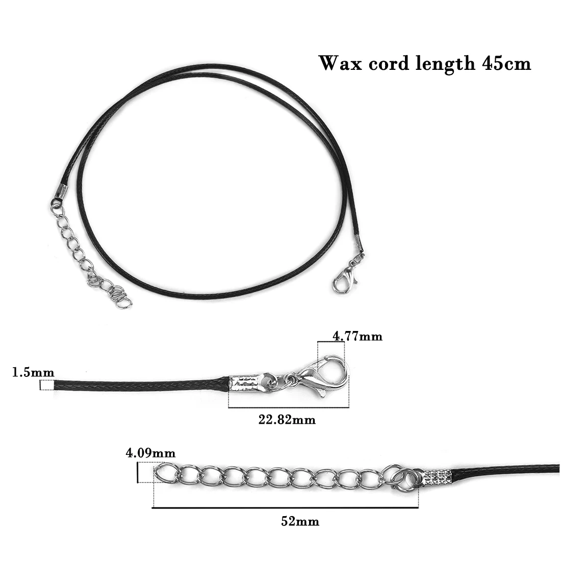 50Pcs/lot 1.5/2mm Leather Necklace Cord With Lobster Clasp Wax Rope Chain For DIY Necklaces Pendant Wax Cord Jewelry Findings