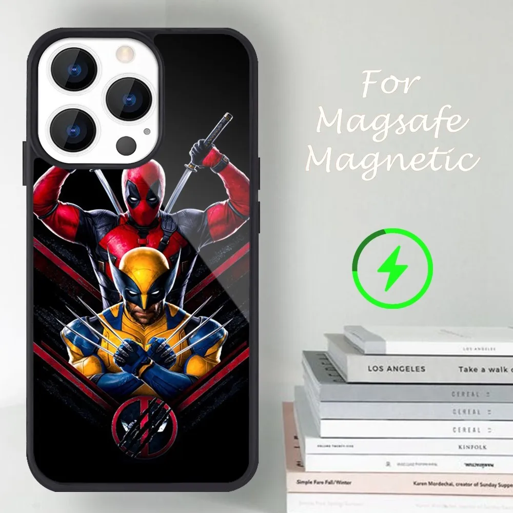 MINSO Disney D-Deadpool Wolverine Phone Case For iPhone 14 13 12 11 15 Pro Max Magsafe Magnetic