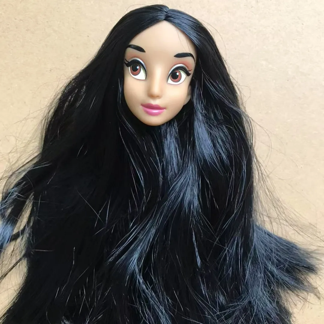 Głowy lalek dziewczynek Księżniczek Disneya 1/6 Elsa Anna Alicja Roszpunka Kolorowe włosy Kolekcja główek figurki lalek