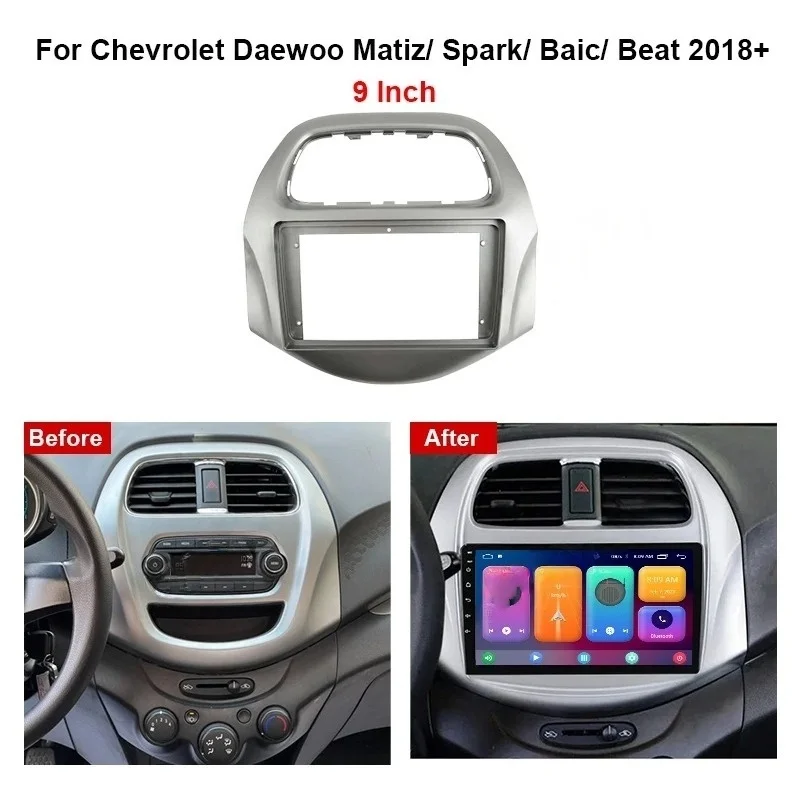 Marco de Panel de Fascia de Radio de coche de 9 pulgadas para Chevrolet Daewoo Matiz/Spark/BAIC/Beat 2018 – Adaptador de montaje de Audio 2DIN Dash