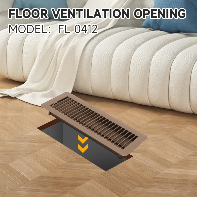 

Floor ventilation opening,4×12in,floor air ventilation grilles for offices,bedrooms and living rooms,durable, black/brown/white