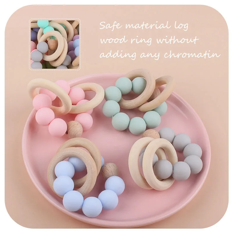 Teethers for Baby Teething Toy Silicone Bead Chew Newborn Bath  Bébé Accessories  Mordedores De Silicona Para Silicone toys