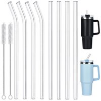 12-inch Extra-long Glass Straws Reusable  Dishwasher Safe Pipe  For  40/30 OZ  Stanley  Cup with cleaning brushes,Easy to Clean