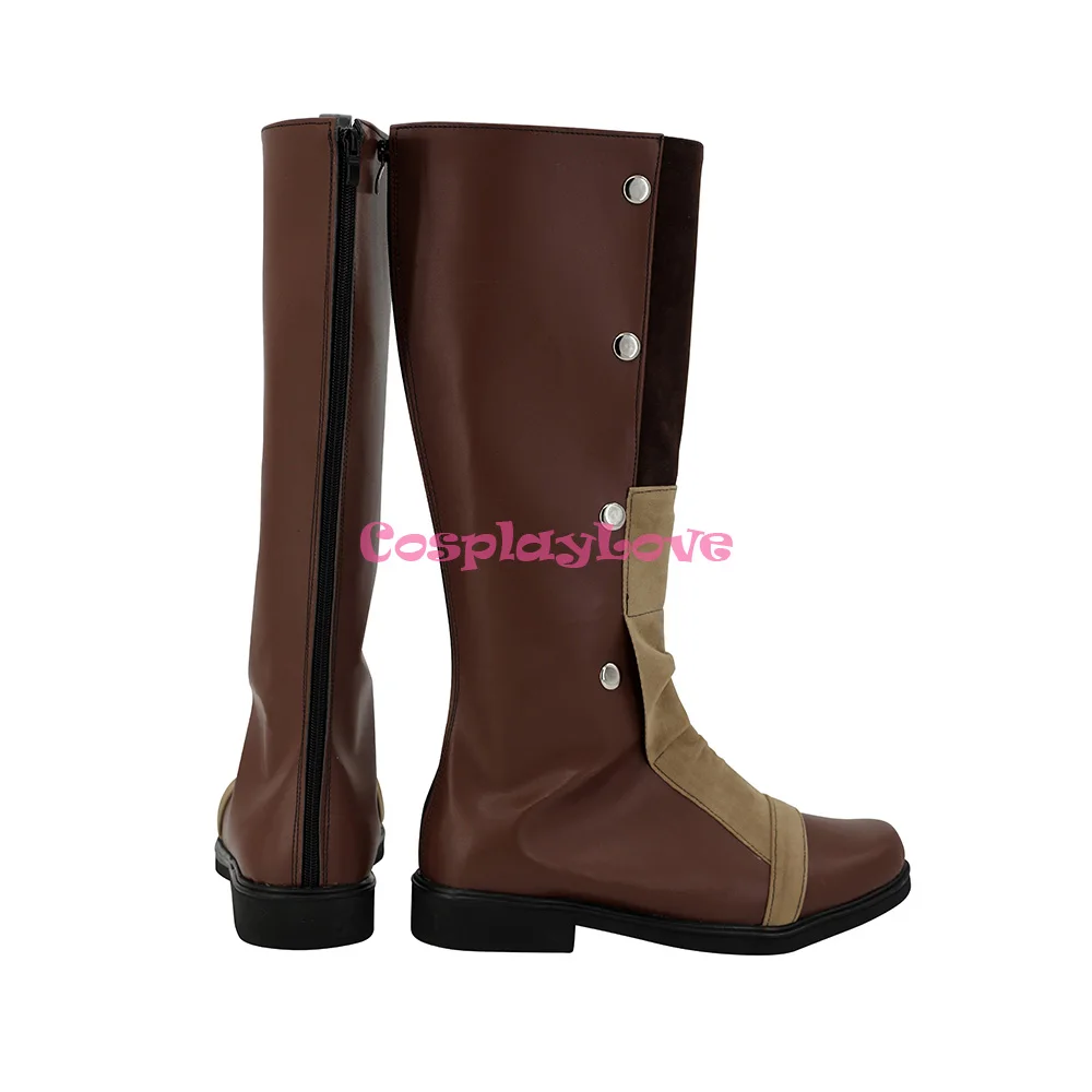 CosplayLove LOL Jogo Silco ‌   Arcano Brown Coslay Sapatos Botas Longas de Couro Feito Sob Encomenda para Halloween Natal