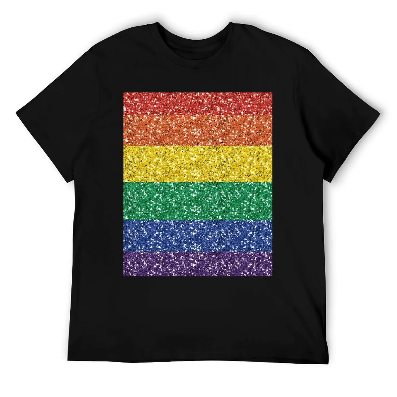 Rainbow Glitter Sequin Look Glam Sparkle Pride T-Shirt man t shirts for men casual man t shirt designer T-Shirt