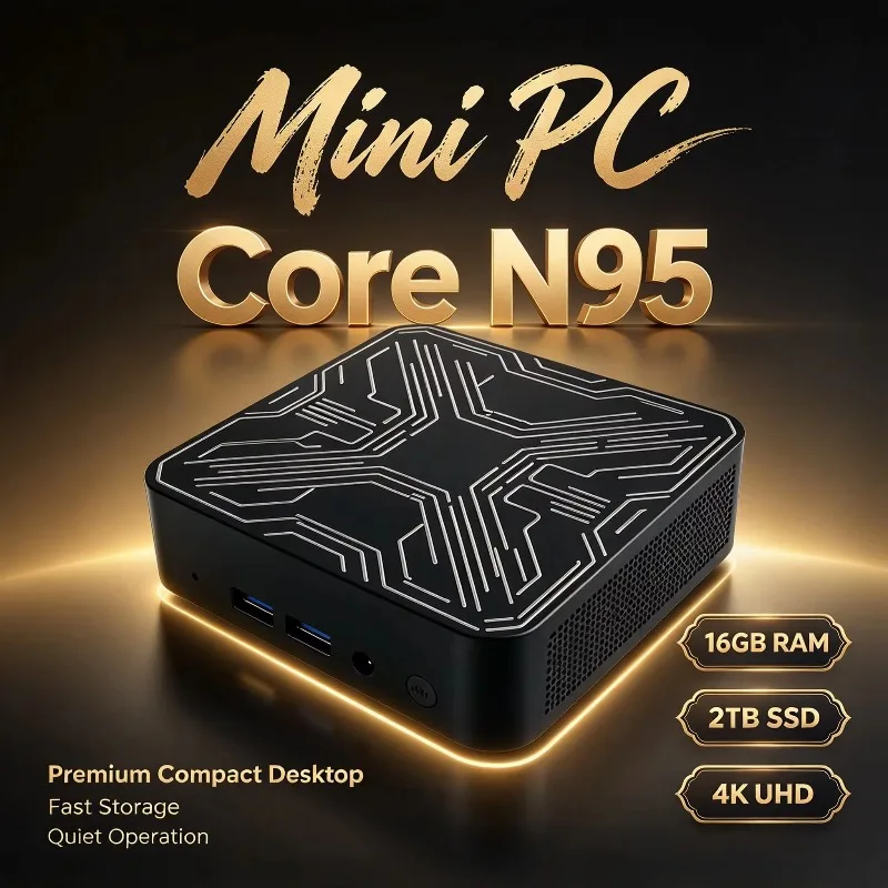 Intel Core N95 Mini PC Windows Portable Gaming Computer 16GB RAM 1TB 2TB SSD Office Study 4K WiFi 6 Gamer PC Pro Max Unit Plus