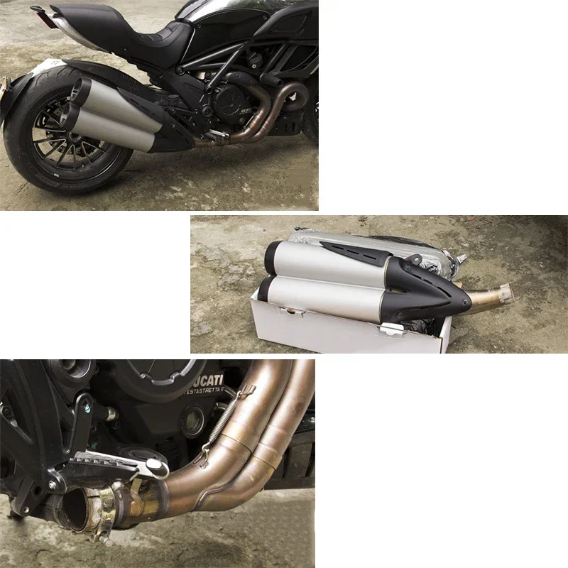 Slip-on Muffler for Ducati Diavel 1200 Motorcycle Exhaust Pipe Titanium Alloy Dual-out Escape No DB Killer Rear Exhaust Tips