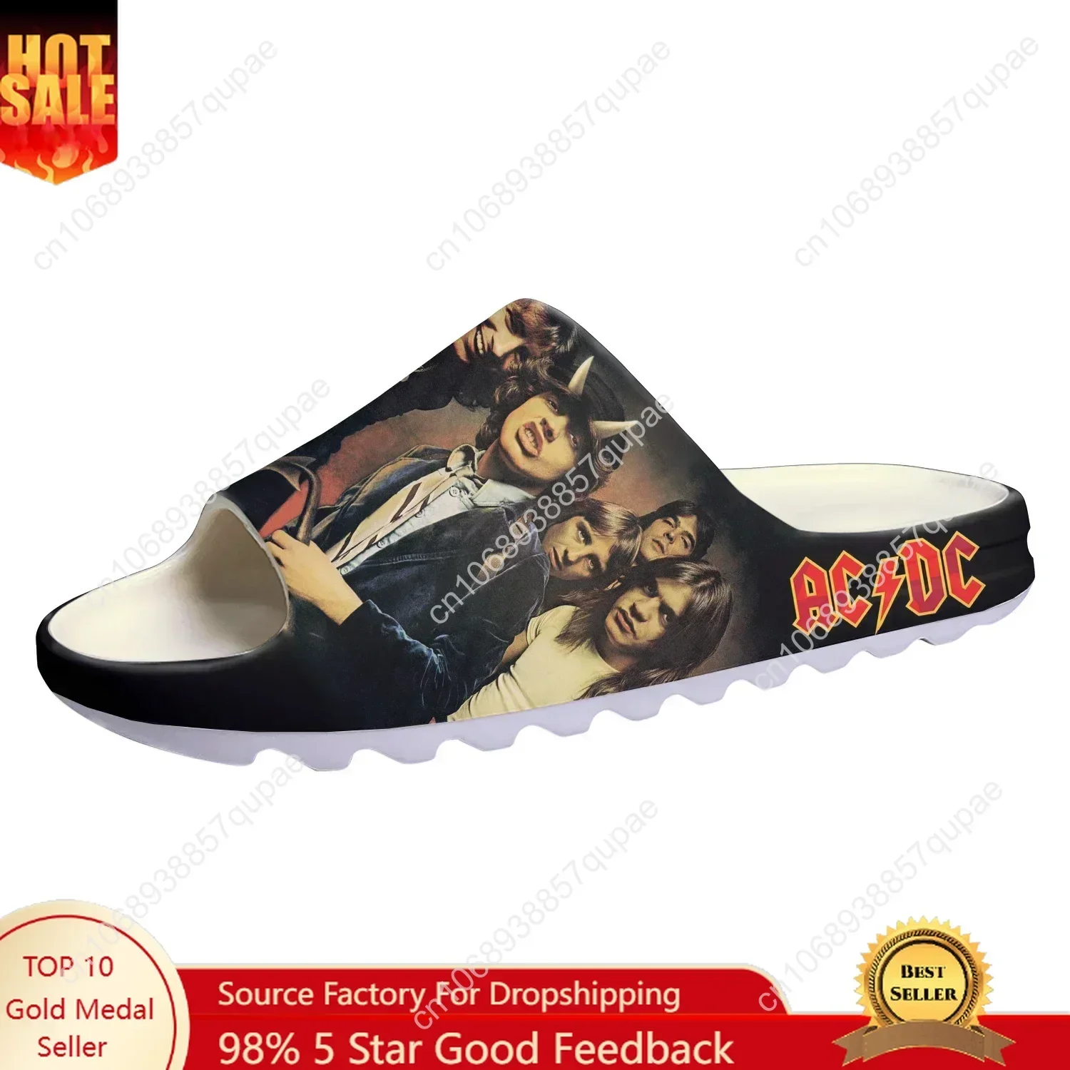 

A-AC Rock Band D-DC Soft Sole Sllipers Home Clogs Customized Step On Water Shoes Mens Womens Bathroom Beach Step in Slliper