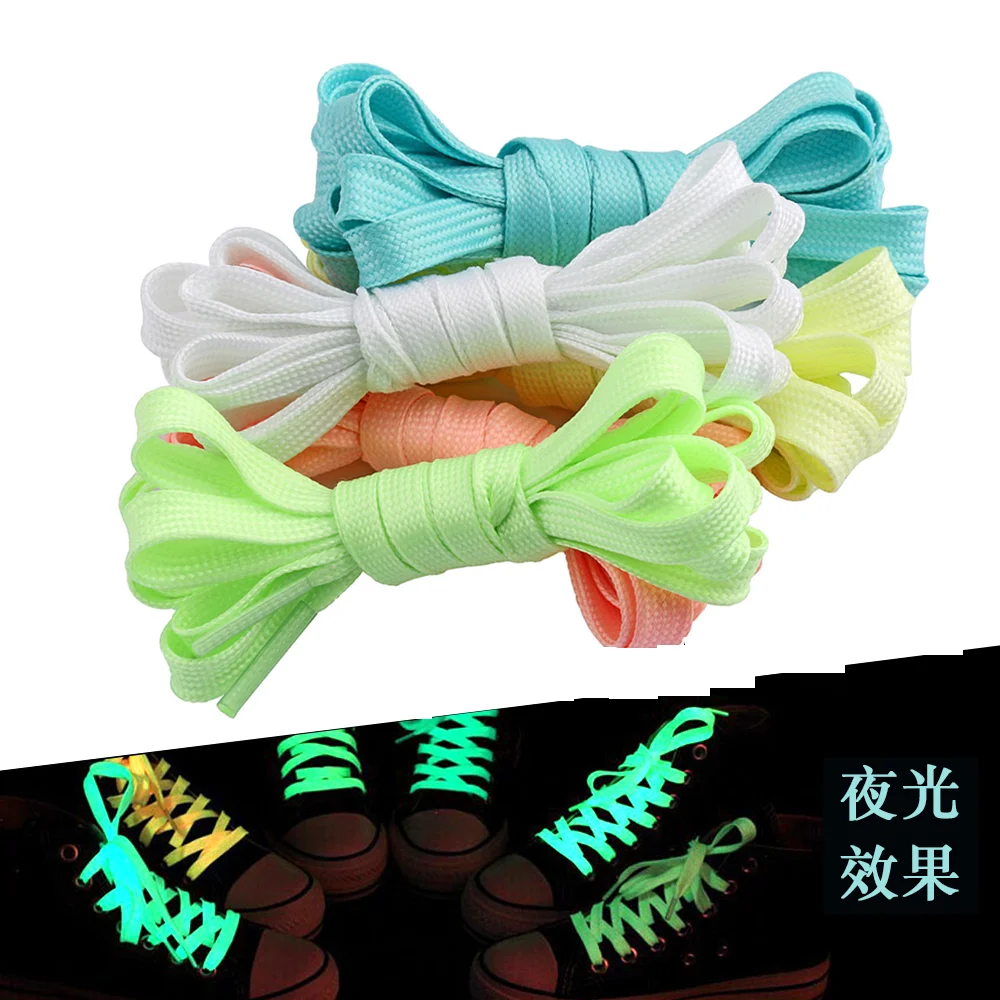 2Pcs Luminous Shoelaces Flat Glow In The Dark Night Color Fluorescent Shoelace Sports Canvas Shoelaces Adult Children Shoe Laces