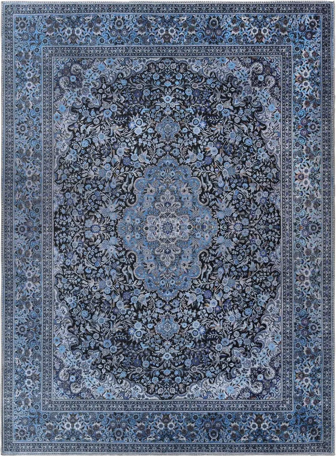 Superior Large Indoor Area Rug, Modern Floor Decor For Living/Dining Room, Kitchen, Bedroom, Office, Entry, Flat-Weave, Floral