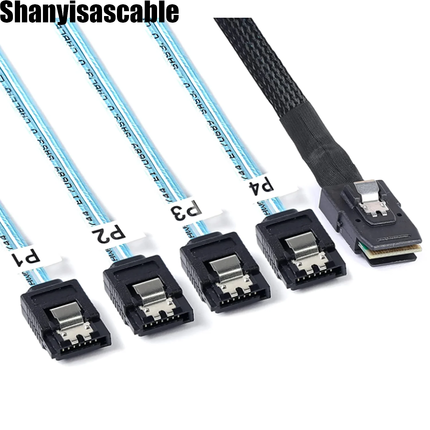 Kabel Data 0.5M sff-8087 sas mini berkualitas tinggi ke 4 sata 7P kabel koneksi kecepatan tinggi Server wanita