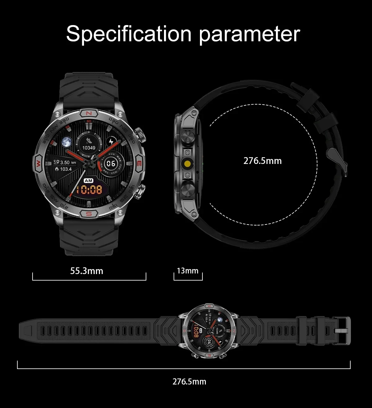 for Doogee V Max Plus DK10 S41 Plus S41 Max V31 GT mart Watch 1.43inch Large Screen Outdoor Sport Fitness Tracker Smartwatch