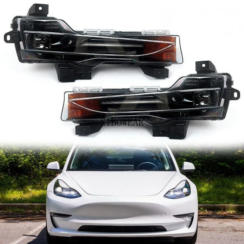 Front Fog Light Daytime DRL For Tesla Model3 Model Y 1077391 1077392 Driving Running Light 2017-2023 Foglamp Foglights 2019 2020