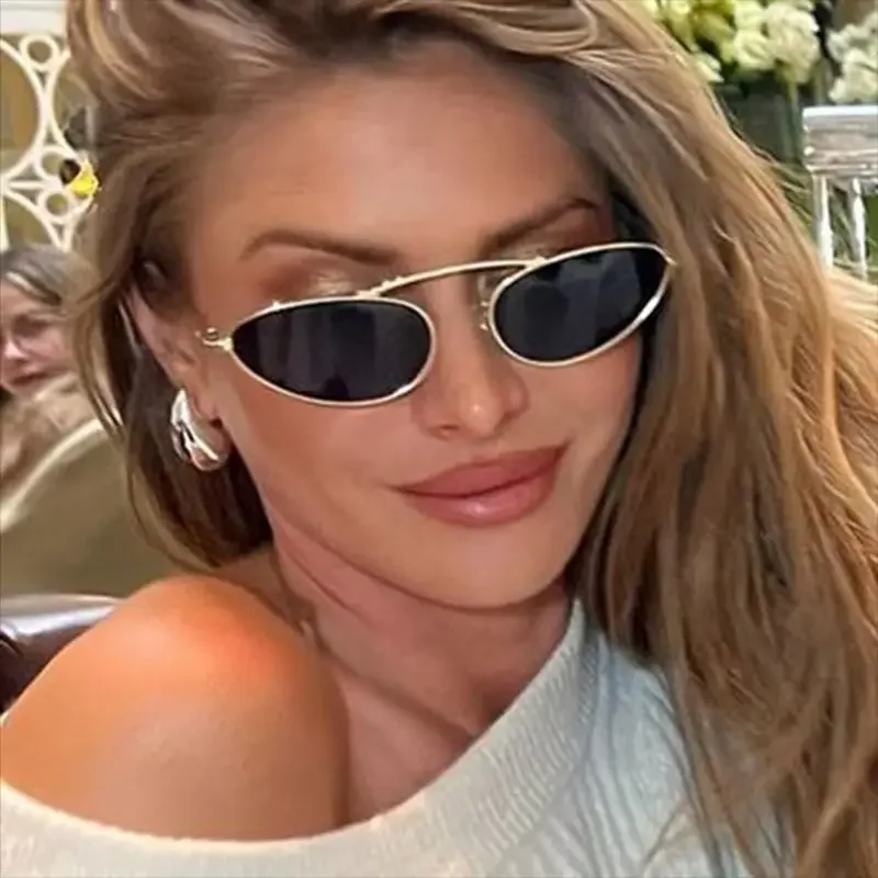 New Y2K Small Metal Frame Sunglasses Women Retro Cat Eye Design Punk Sun Glasses Fashion Eyewear UV400 Protection