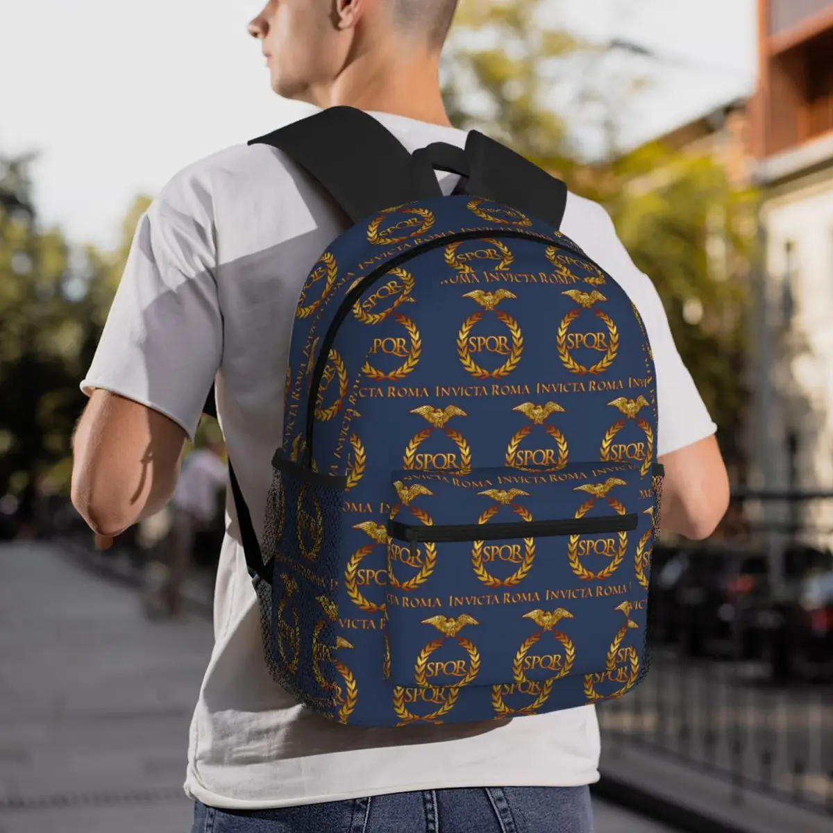 

Roma Invicta SPQR Rome Roman Empire Latin Backpack Daypack Large Capacity Children BookBag School Bag Shoulder Bags for Unisex