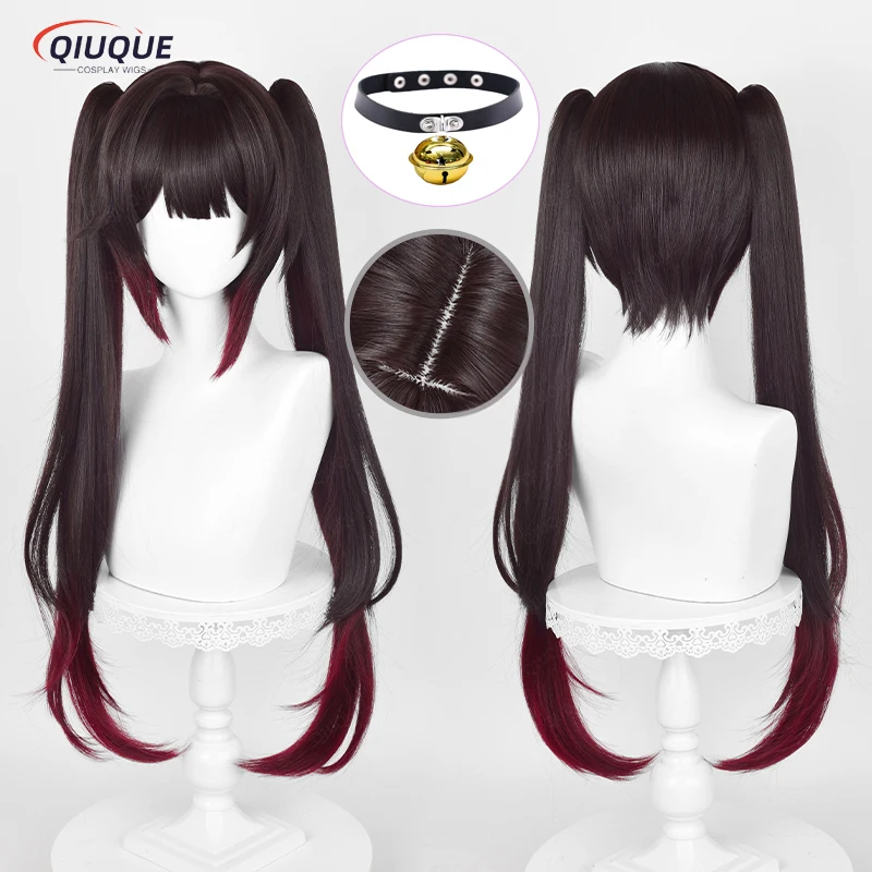 Game Honkai: Star Rail Sparkle Cosplay Wig Long Gradient Double Ponytails Heat Resistant Synthetic Hair Wigs + Wig Cap