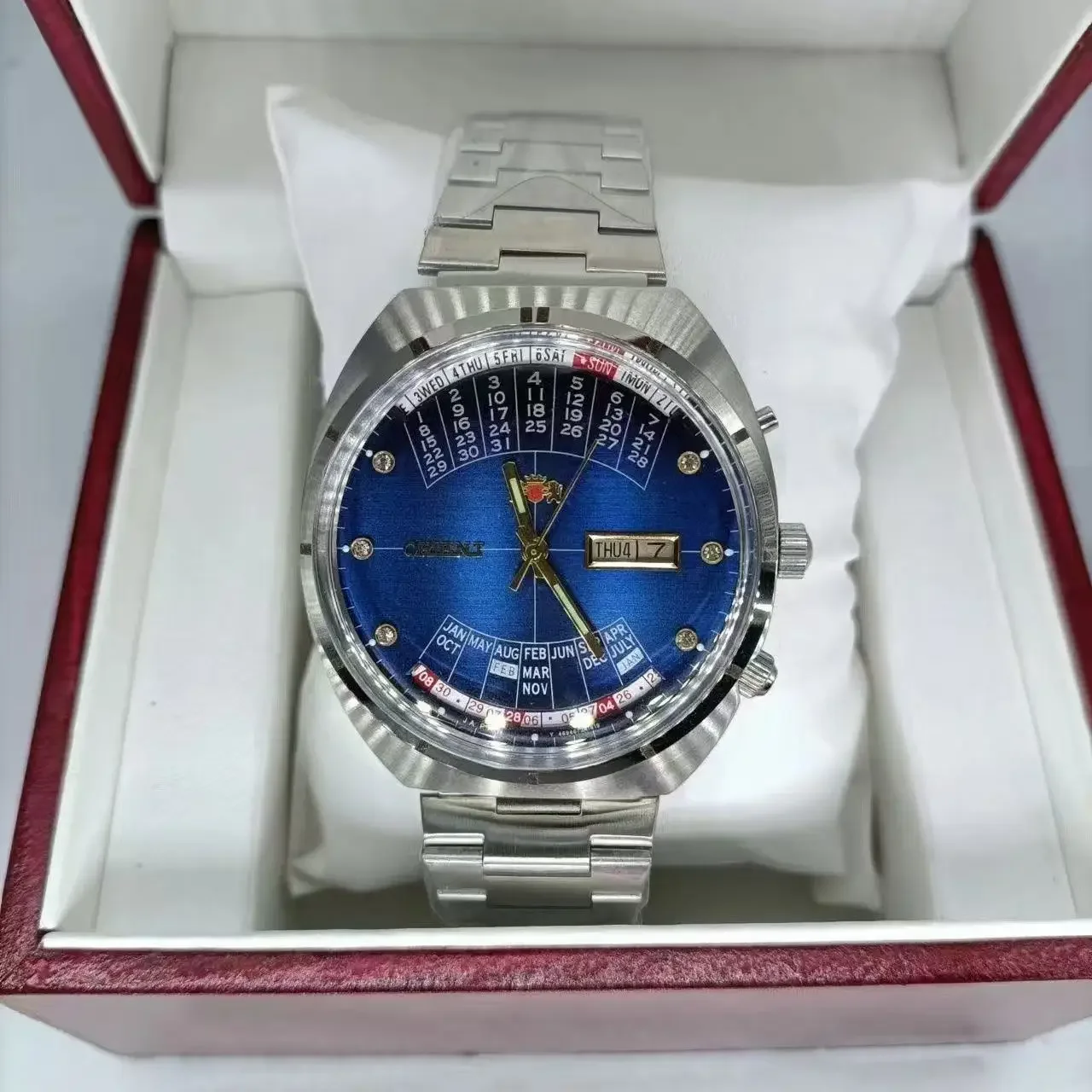 

Automatic Mechanical Orient Unisex Watch Rotating Large Dial Fully Functional Stainless Steel Japanese Movement Series