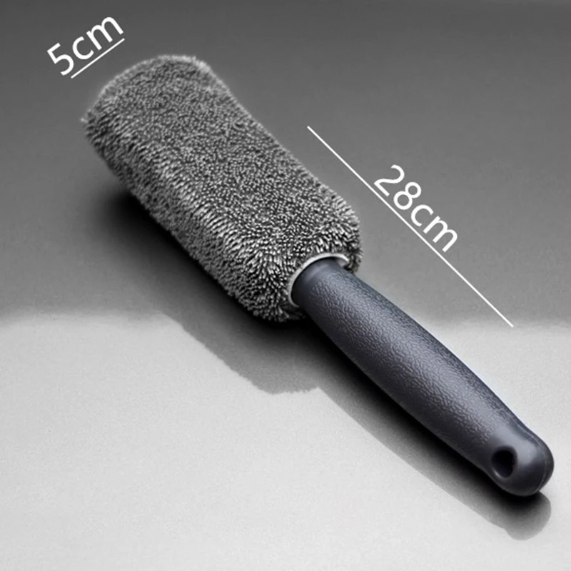 SEAMETAL Microfiber Car Wheel Tire Rim Brush Auto Wheel Cleaning Tool Wash Towel with Plastic Handle Car Washing Accessories