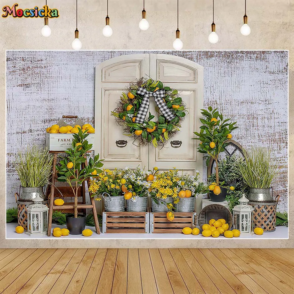 Mocsicka лимонный фон для фотосъемки детей 1-й день рождения торт разбивать Декор фотосессия новорожденный Портрет фон фото студия реквизит