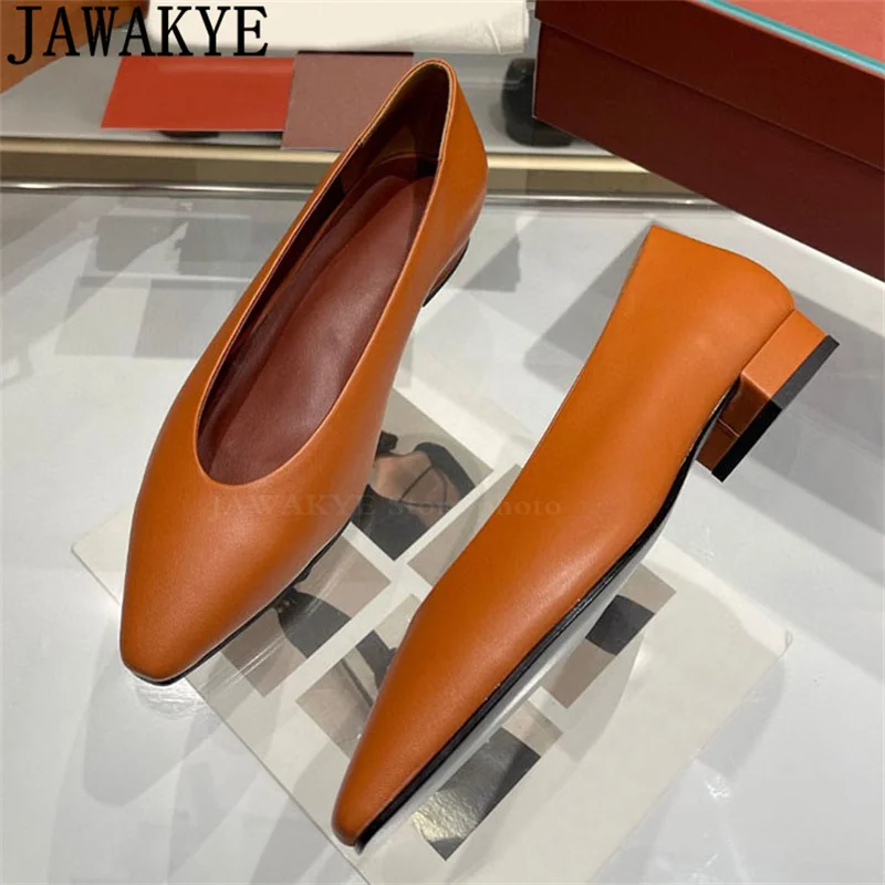 Genuine Leather Pointy Toe Flat Shoes Women Famous Shallow Mouth Walking Shoes Summer Luxury Low Heels Doudou Shoes Woman