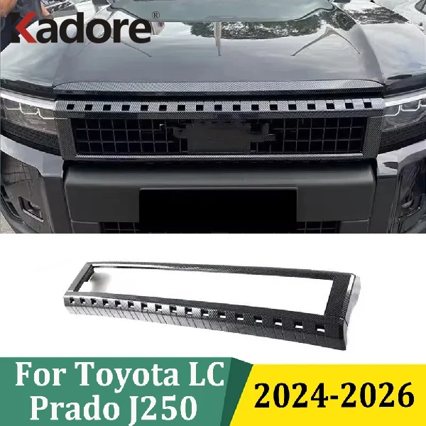 

For Toyota Land Cruiser Prado J250 2024 2025 2026 Front Center Racing Grille Grill Frame Mesh Cover Trim Strip Car Accessories