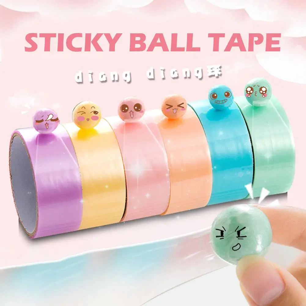 1Rolls Adhesive Tapes Sticky Ball Tape Colorful Stress Relaxing Sticky DIY Ball Tape Toy for Relaxing Toy Rolling Funny Gif W6J8