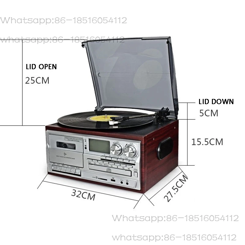 2025 VINYL Record Player Retro Gramophone Lp Record Player Cd Tape U Disk Radio Fm/am Old-Fashioned Bluetooth Audio