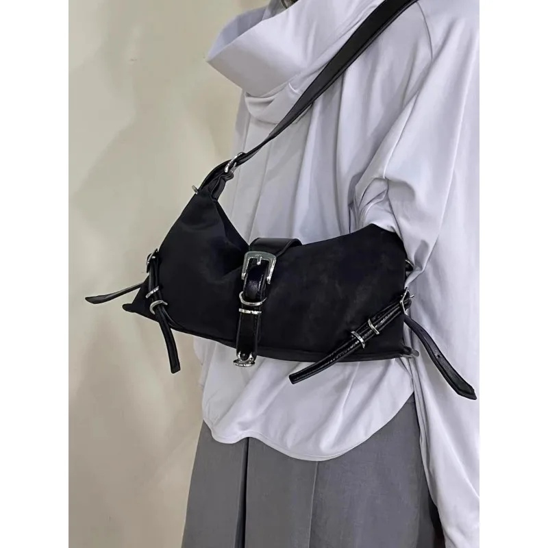 GAINNY-Bolso de hombro Y2k Silve Baguette para mujer, bandoleras Vintage coreanas, bolsos cruzados de estética Harajuku Punk, tendencia femenina