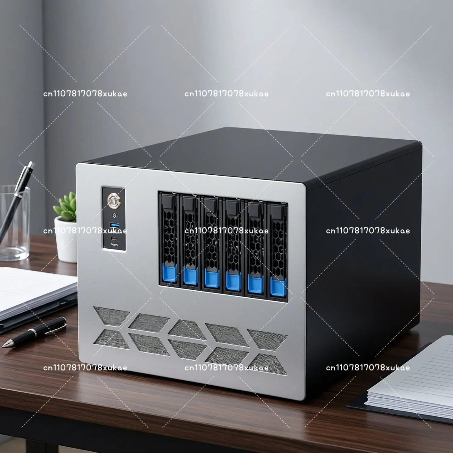 8Bay MATX NAS Server Case Mid Tower with Type-C Interface Flex 1U Power Supply USB3.0 Type-C Interface Front Port and Fan
