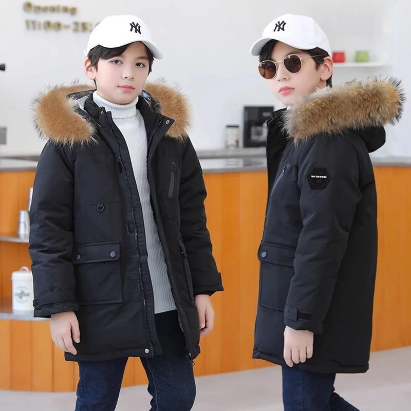 5 6 8 10 12 Years Teenagers Boys Jacket Autumn Winter Thicken Warm Kids Jacket Fashion Zipper Hooded Boys Coat New Kids Clothes