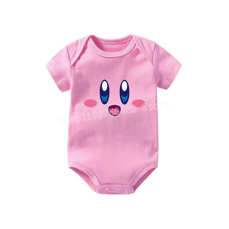 Kirbys Newborn Romper New Baby Summer Crawling Clothes Anime Kawaii Cute Expression Bodysuits Neonate Costume Kid Jumpsuits Gift