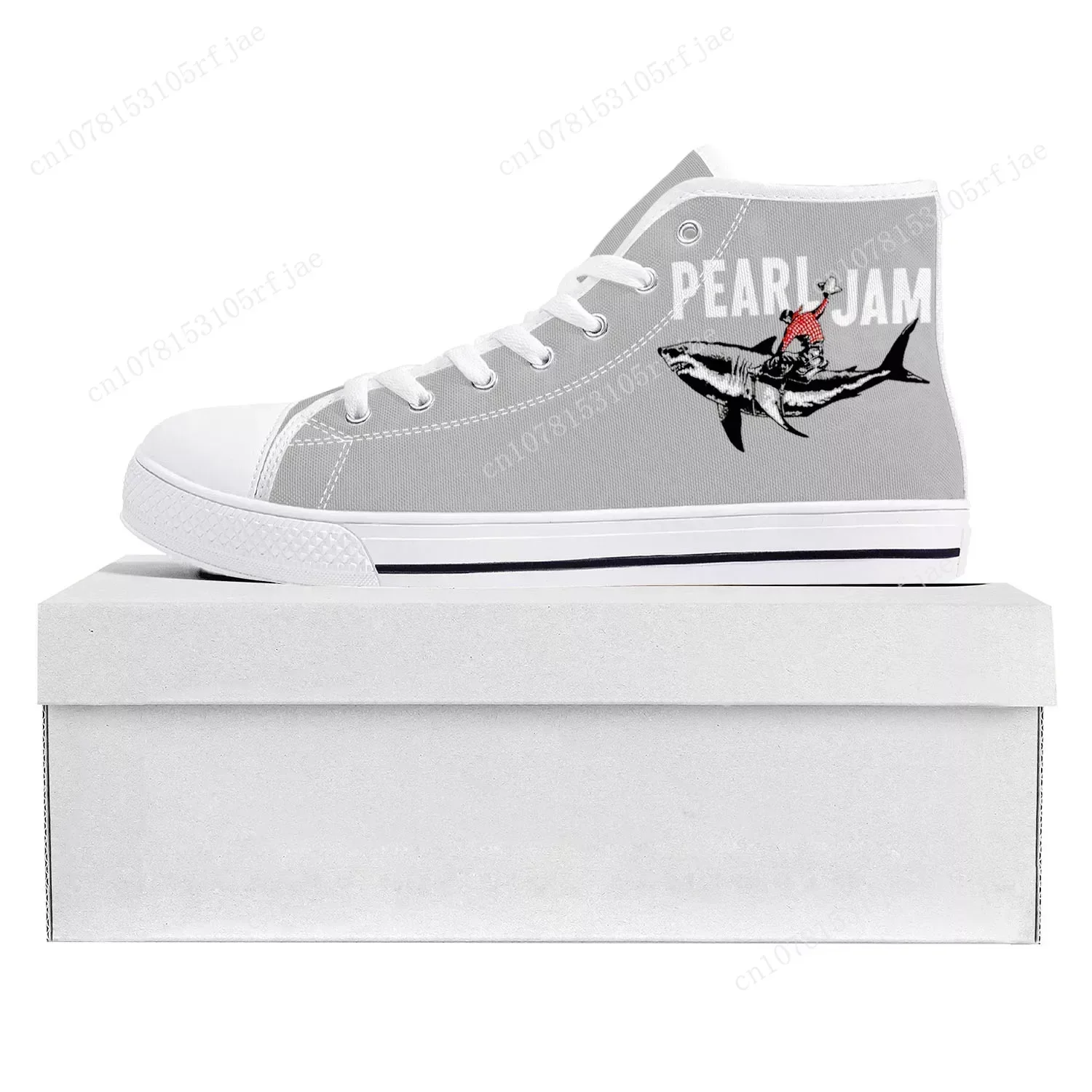 Pearl Jam Rock Band High Top High Quality Sneakers Mens Womens Teenager Canvas Sneaker Casual Couple Shoes Custom Shoe White