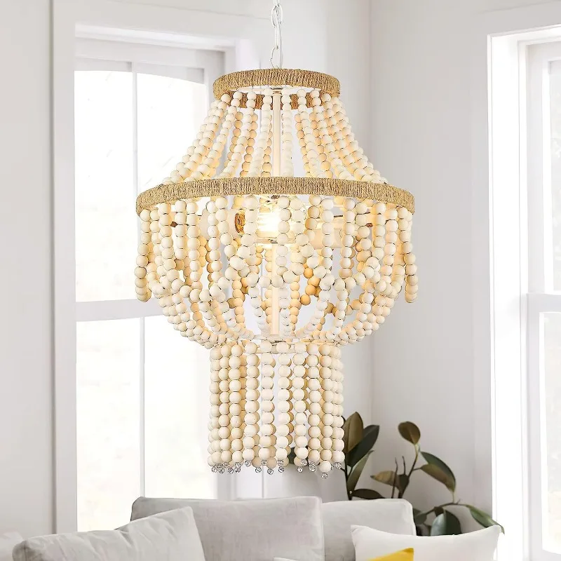 

Creative decoration of wooden bead chandelier for bedroom, dining room, living room, homestay, clothing store, lighting fixtures