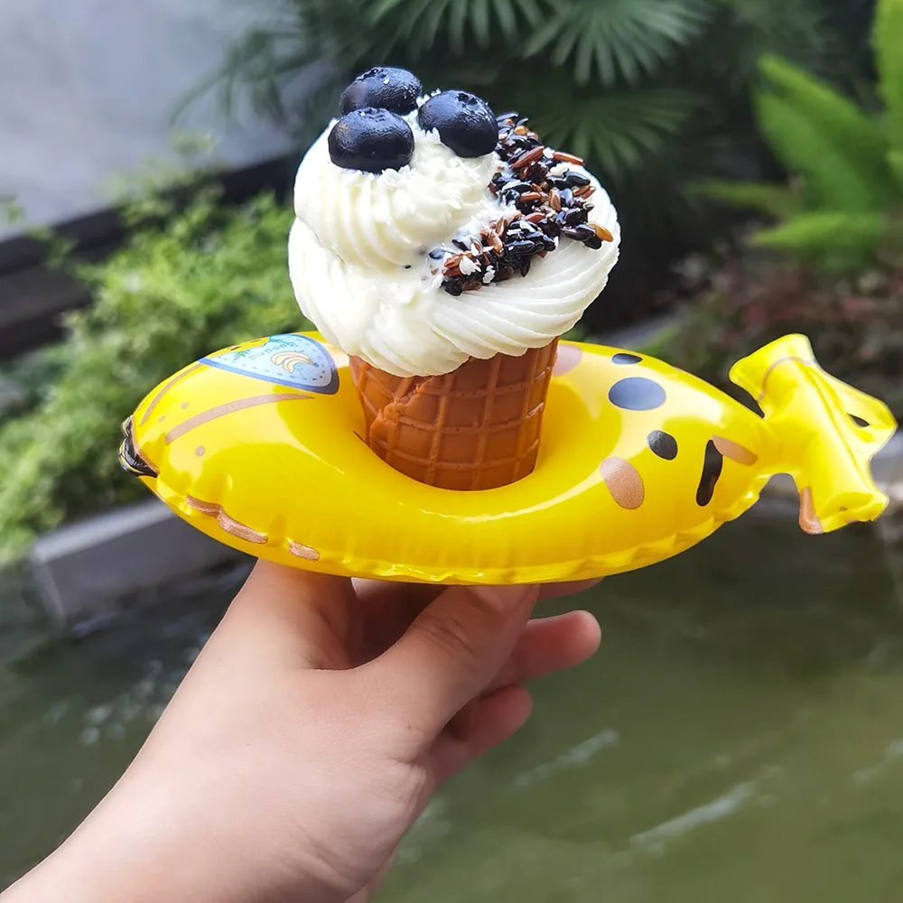 Mini Cartoon Play House Inflatable Swimming Ring Toys Cold Drink Store Ice Cream Banana Ring Toys For Children Play Sailor Dolls