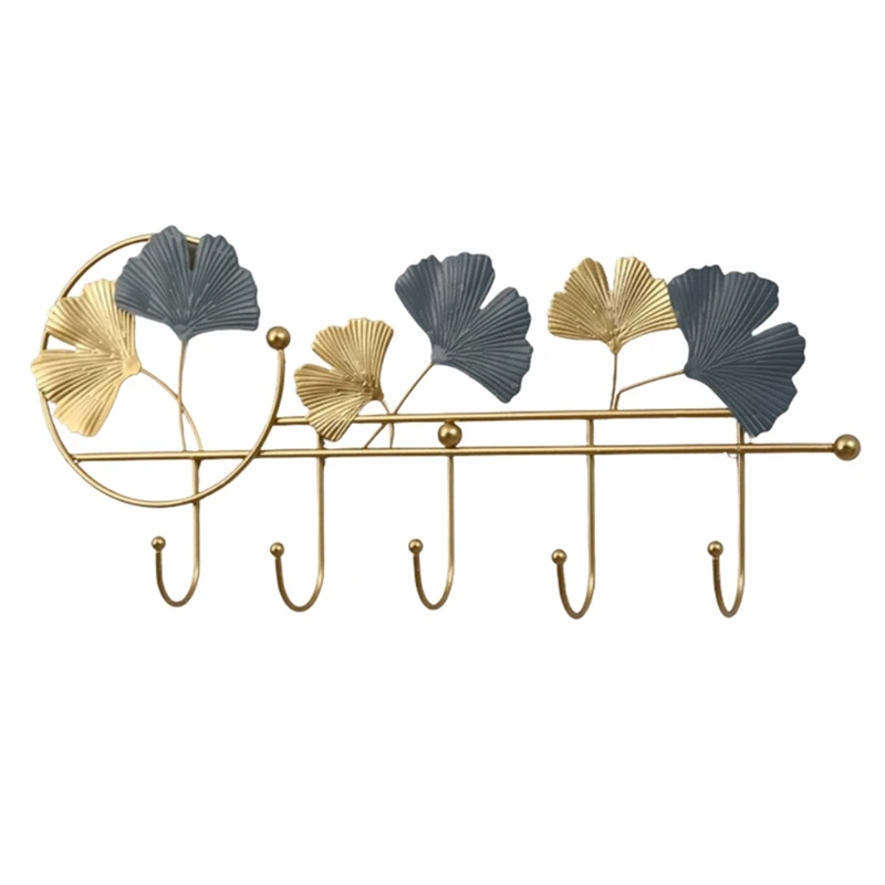 Modern Hook Up Fan-Shaped Leaf Hook Key Holder Wall Hooks Hanging Leaves Bathroom Wall Hook Decorative Minimalist Home-B Durable