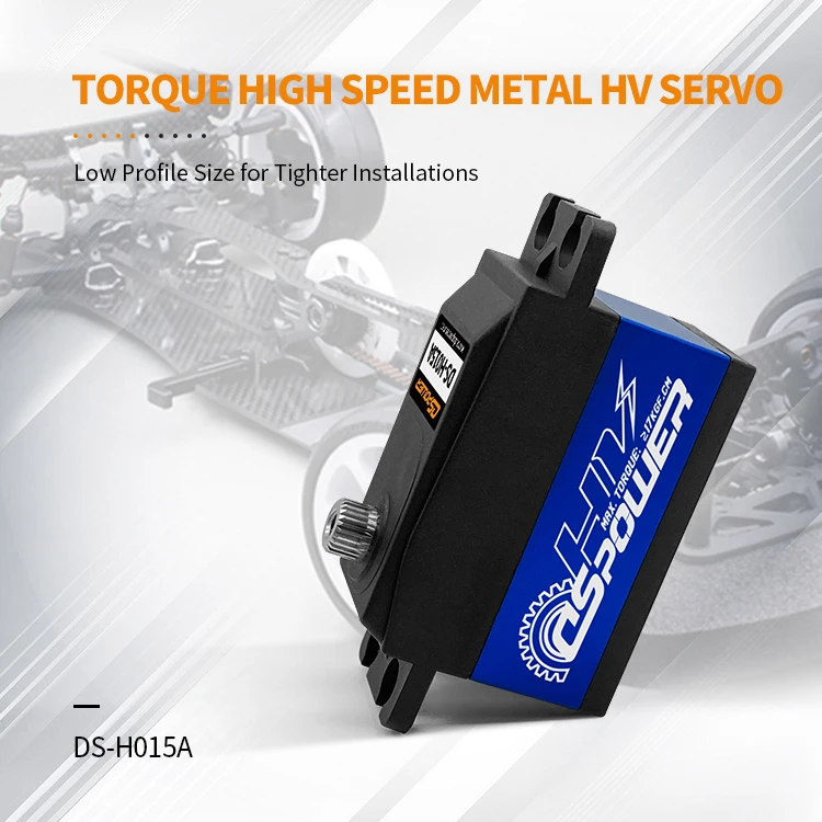 DSPOWER-Servo Digital de cuerpo corto, 15KG, engranaje de Metal de 180/300 grados, perfil bajo de medio aluminio para coche RC 1/10, avión, barco, Robot