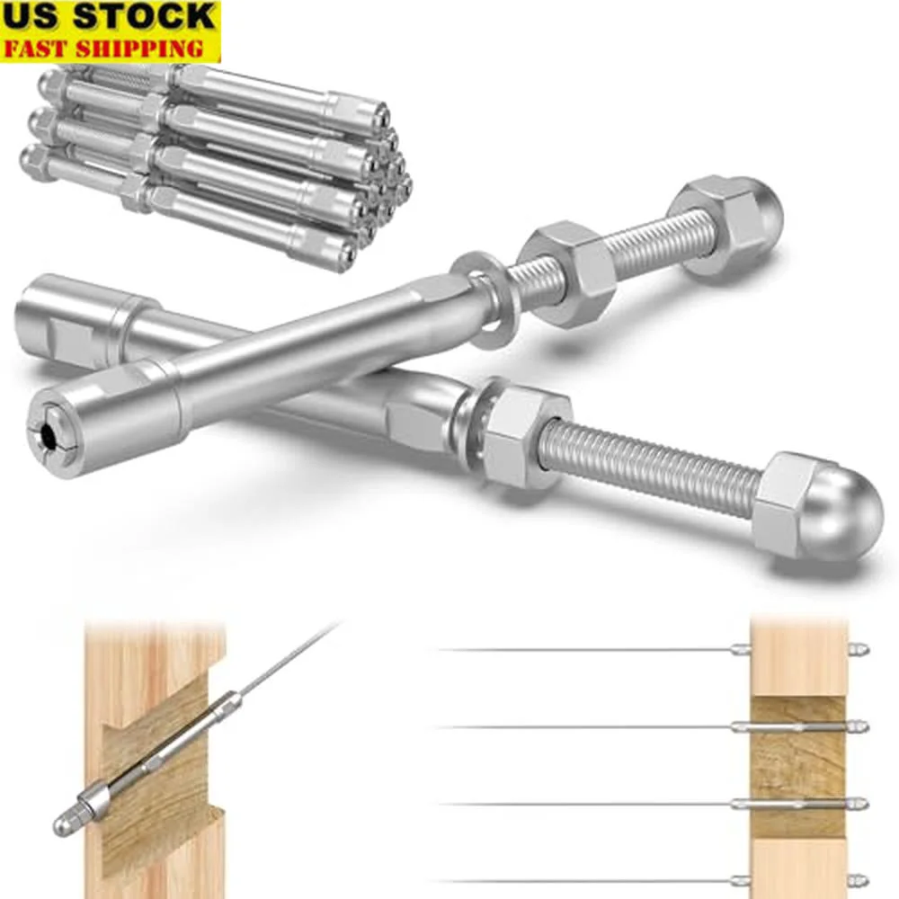 Stainless Steel Swageless Tension End Fitting Terminal Kit 1/8" Cable Railing