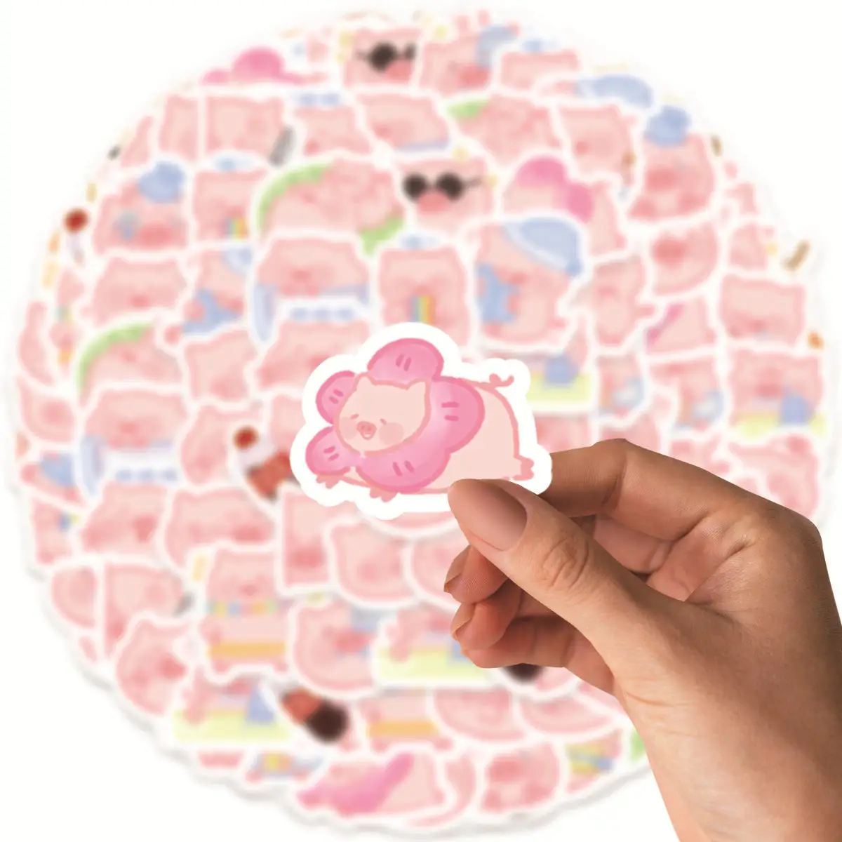 Etori Life 40 PCS PVC Cartoon Cute Animal Pink Lazy Pig Student DIY Laptops,Cups,Scrapbooks,Stationery Decoration Stickers