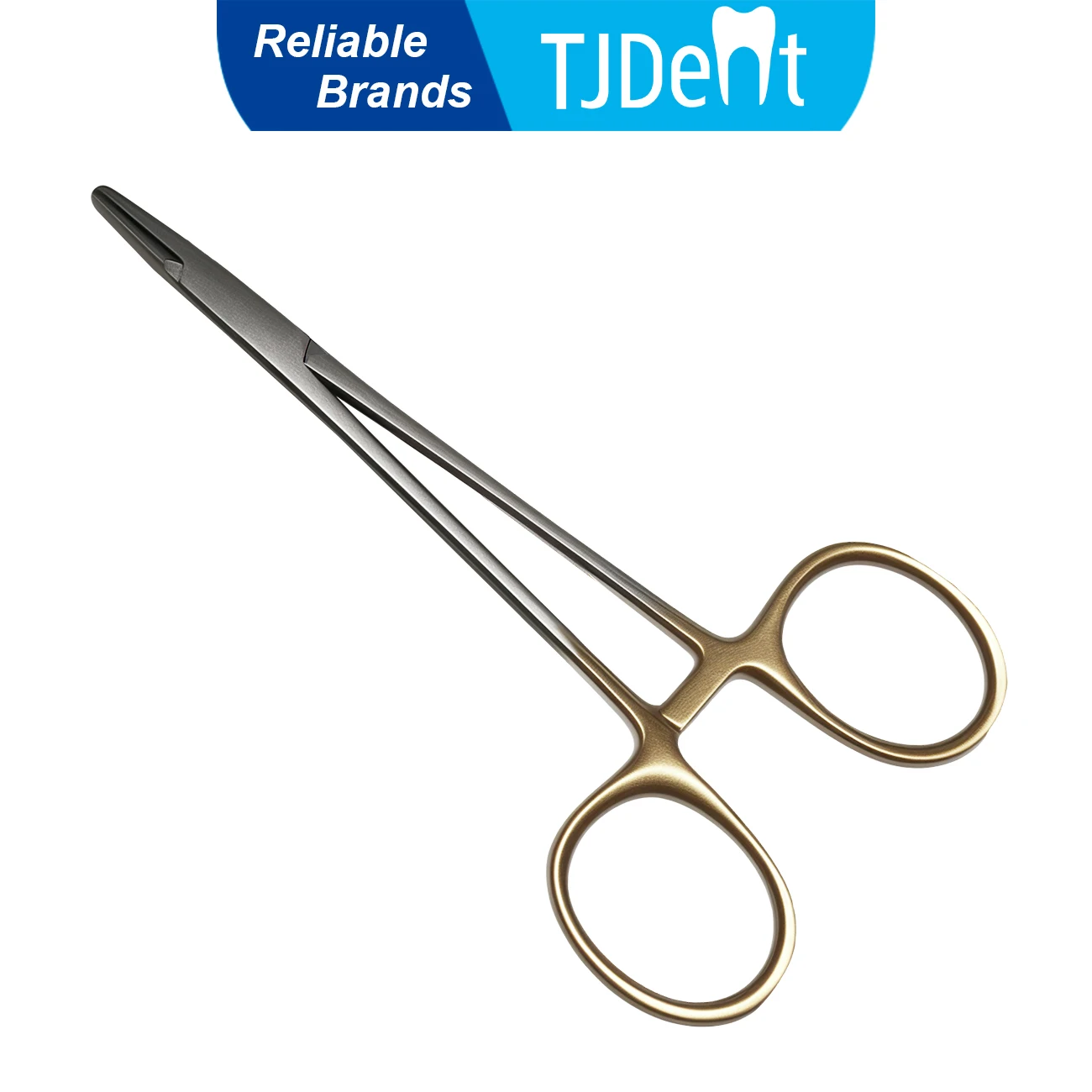 TJDent Dental Needle Holder Plier Gold Plated Reusable Stainless Steel Orthodontic Medical Surgical Instruments Dentistry Tools