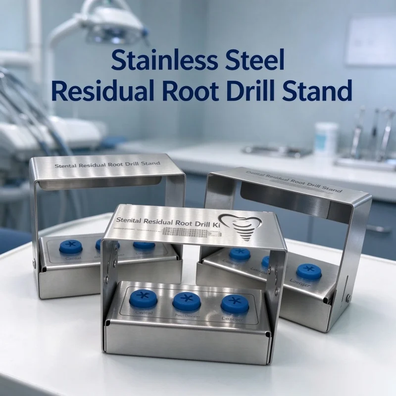 Dental Instrument Organizer Stainless Steel 3-Hole Residual Root Drill Stand for Dental Clinic