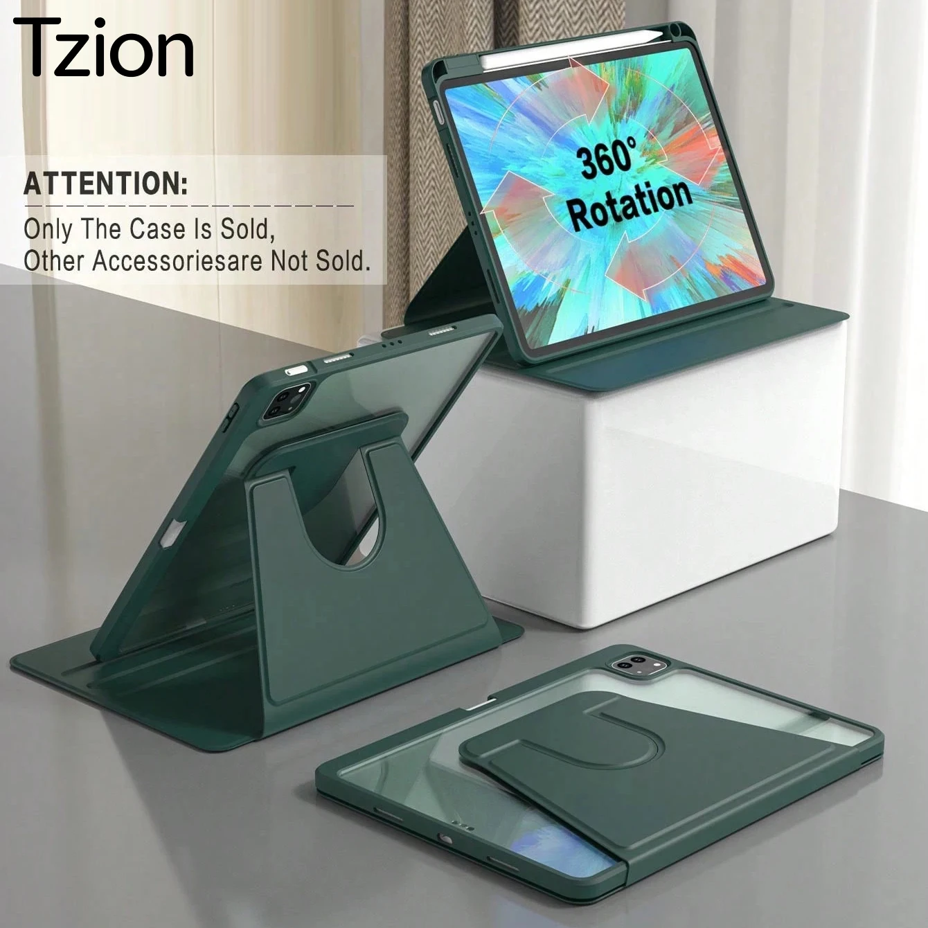For iPad mini Air Pro 1 2 3 4 5 6 7 8 9 10 11 8.3 9.7 10.2 10.5 10.9 11 12.9 13 360 Degree Rotating Acrylic Case Auto Wake/Sleep