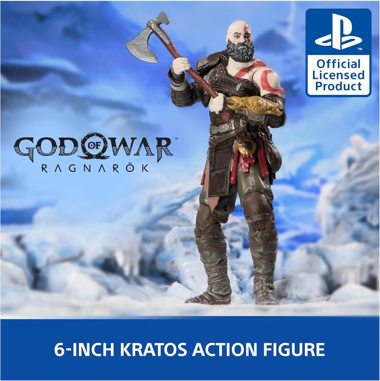 PlayStation God of War Ragnarök, 6” Kratos Action Figure with 5 Accessories, The Shapes Collection, for PS5 Fans & Collectors