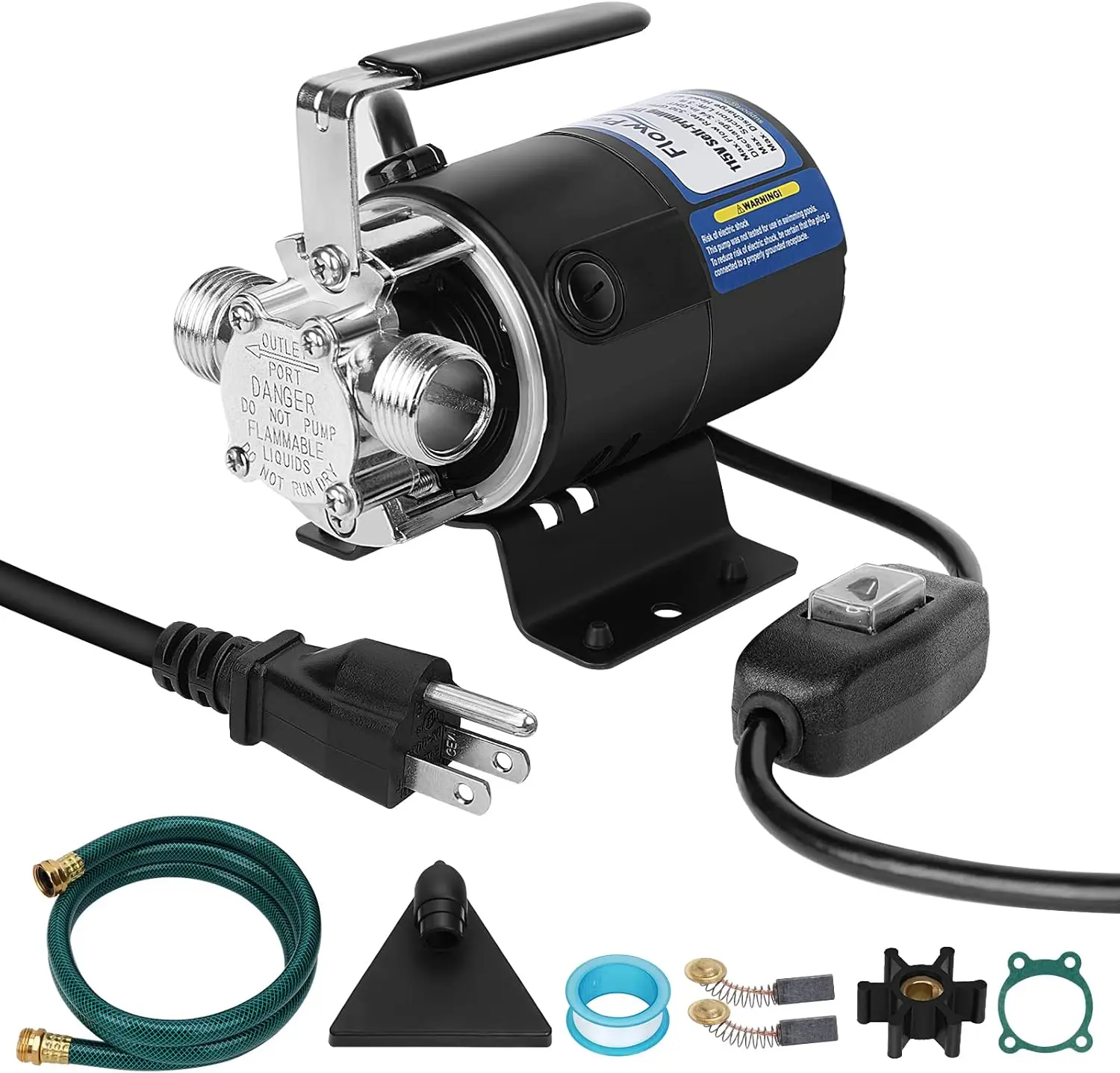 

115V Water Transfer Pump With Convenient Switch,1/10 HP 330 GPH with 3/4 inch Ports Suction Hose Water Pump -New upgrade