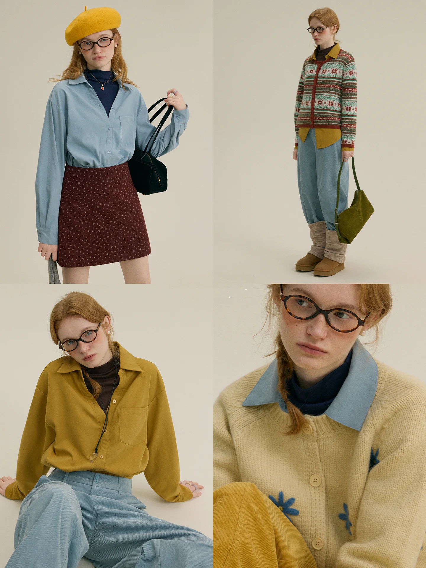 

Rina Berry Casual Sle Loose Fit Color Blo irt Women's Autumn Winter Long Sve Casual irt Inner Wear Layering irt