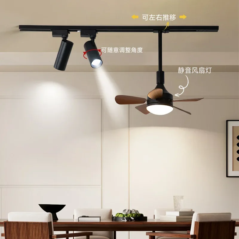 2025 new fan restaurant chandelier, medieval wood grain color movable track bar island table table lamp
