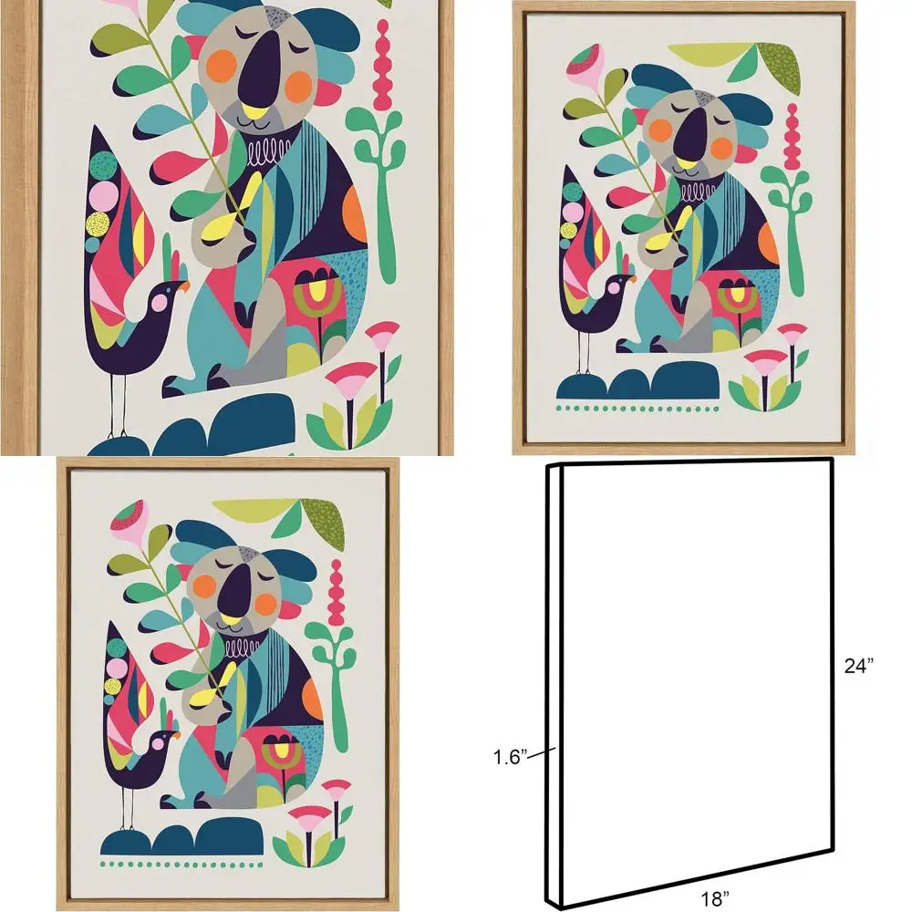 

Rachel Lee's Mid Century Modern Koala 18x24 Canvas Art, Natural-Tone Abstract Animal Wall Decor