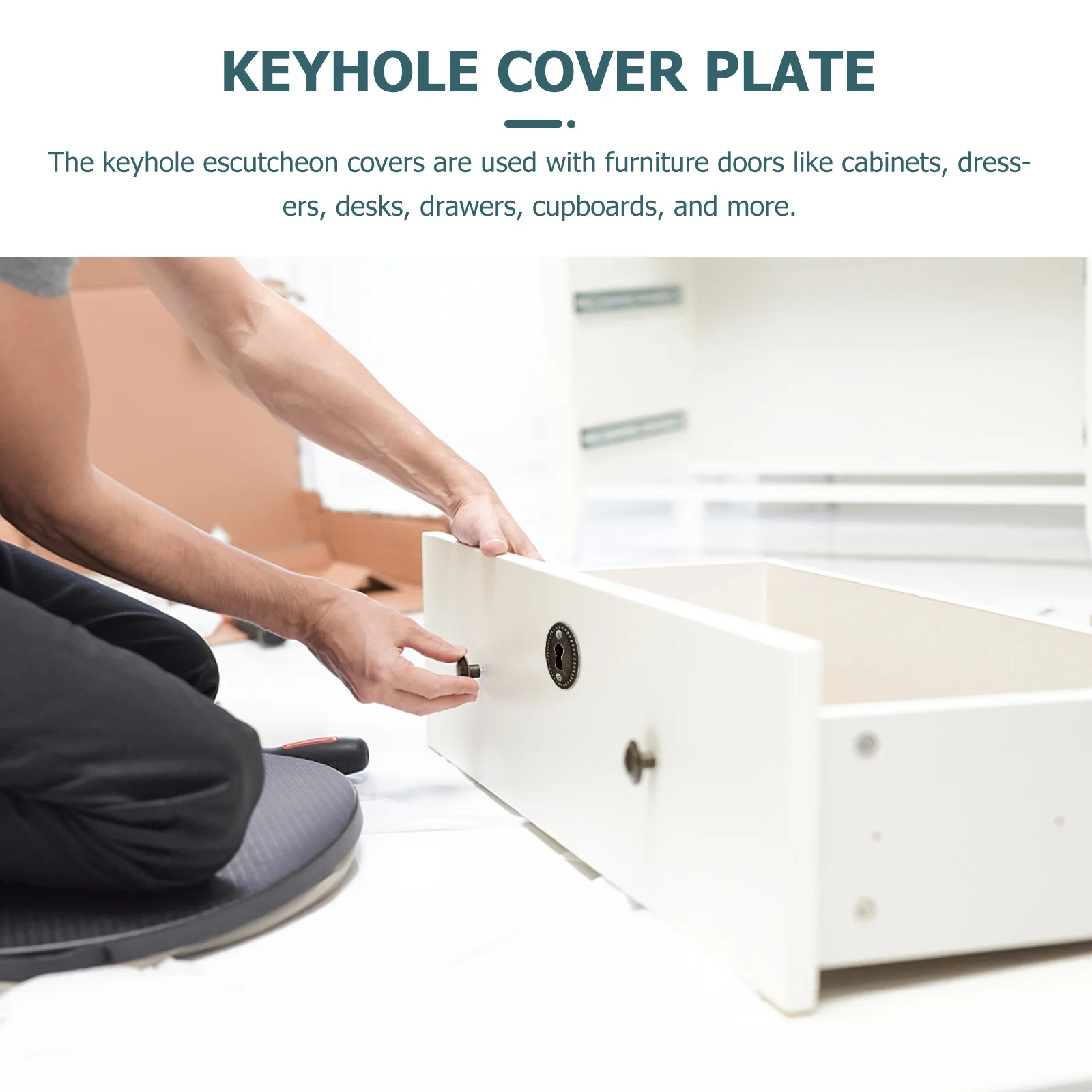 

20Pcs Zinc Alloy Keyhole Cover Insert Oval Stamped Escutcheon Plate for Drawer Dresser Desk Vintage Furniture Hardware