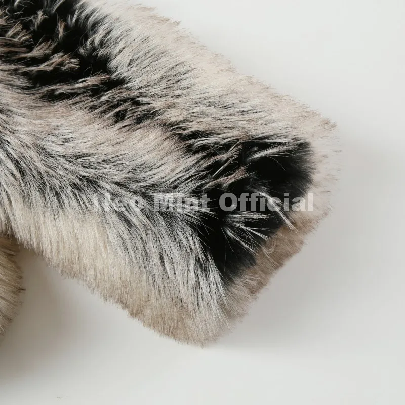 Neo Mint Luxury Brand Design Striped Patchwork Fur Jacket Women Winter Fluffy Faux Fox Fur Coats Chic Girls Thick Warm Outerwear